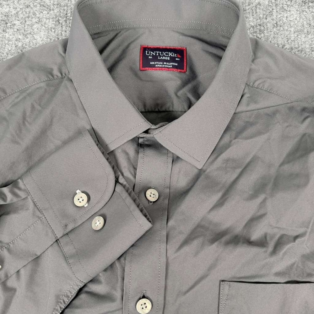 UNTUCKit Gironde Men Button Down Shirt L Performance Stretch Gray Long Sleeve‎